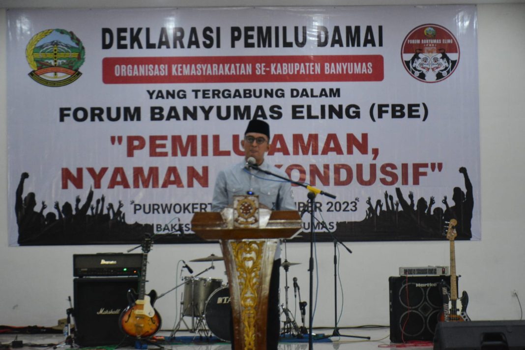 Pj Bupati Banyumas Hanung Cahyo Saputro saat memberi sambutan. (TR-Rahayu).